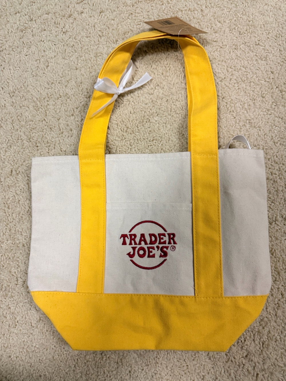 Trader Joe's Yellow-Trim Canvas Tote Bag